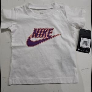 Nike Kids White Tee with Purple Logo